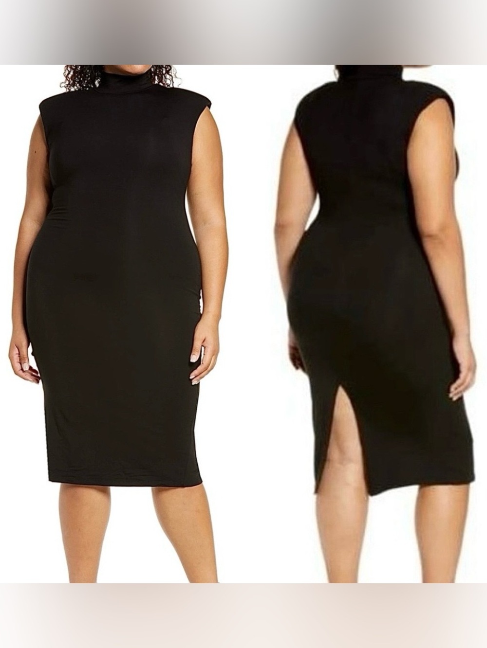 Good American Mock Neck Power Dress Black